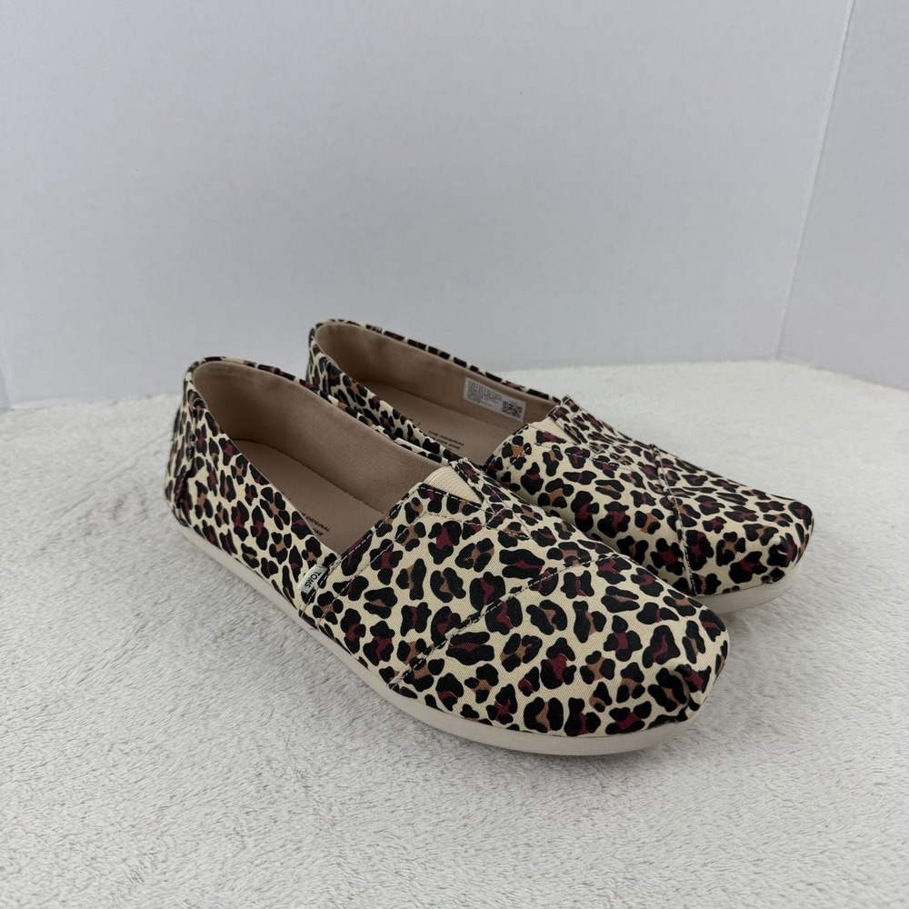 TOMS Classic Leopard Print Slip On Cotton Canvas Summer Shoes 'Ortholite' Insole